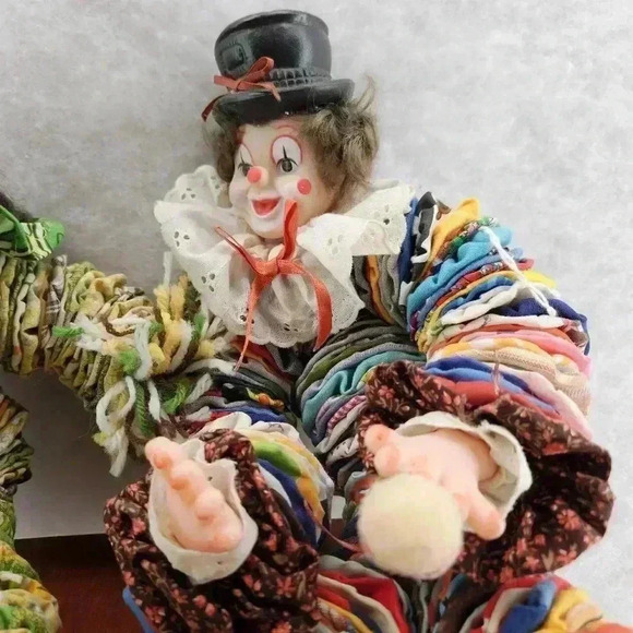 YoYo Clown Handmade Toy Vintage Retro 1960s‎ Fabric Pinwheel Circles Posable X2 - Picture 6 of 7